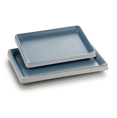 10.2 Inch Blue and White Rectangular Melamine Snack Plates 25033LBSS