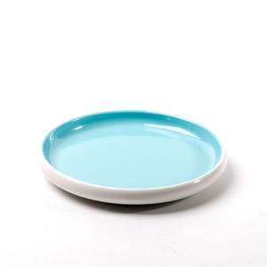 7.1 Inch Cyan and White Round Melamine Food Plate 25043QBSS