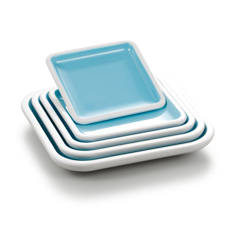 5.4 Inch Cyan and White Rectangular Melamine Food Plate BT18014QBSS