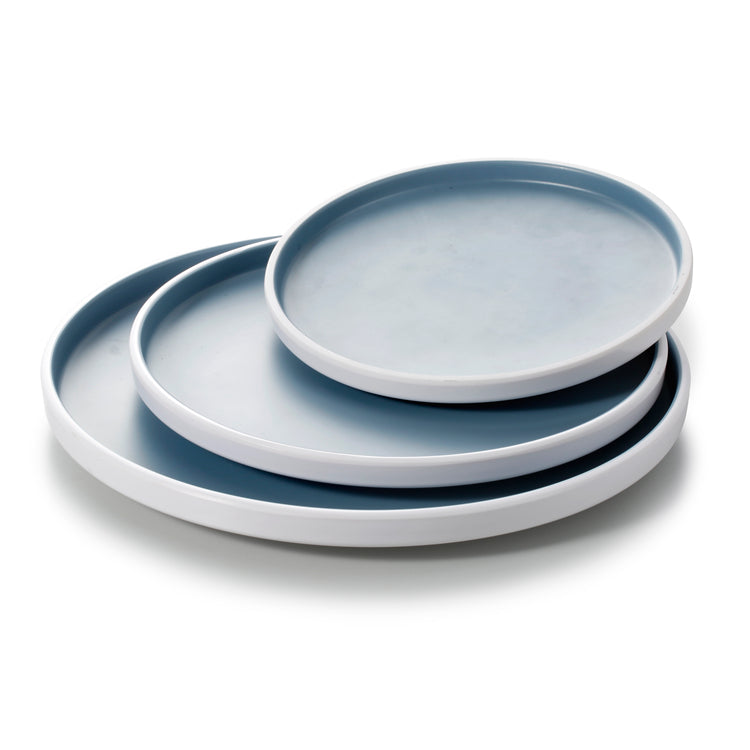 8.1 Inch Blue and White Round Melamine Flat Plates M228216LBSS