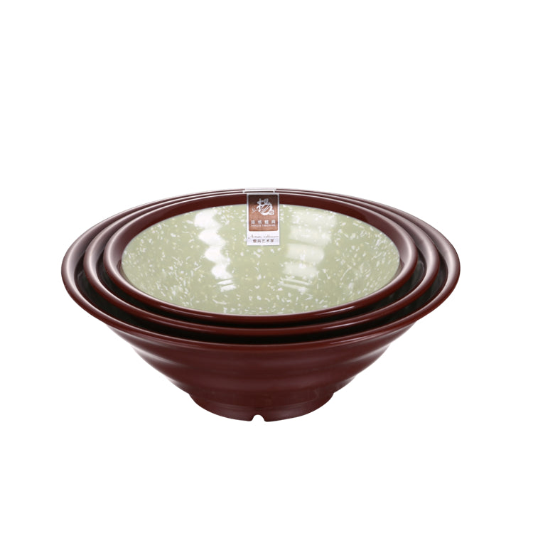 7 Inch Green and Brown Design Melamine Ramen Bowls SS001KLVD