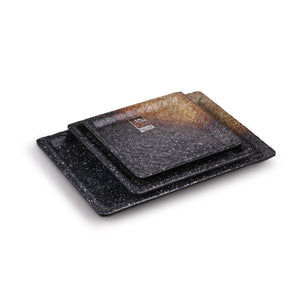 5.6 Inch Brown with White Spot Square Melamine Plates JM16903TT