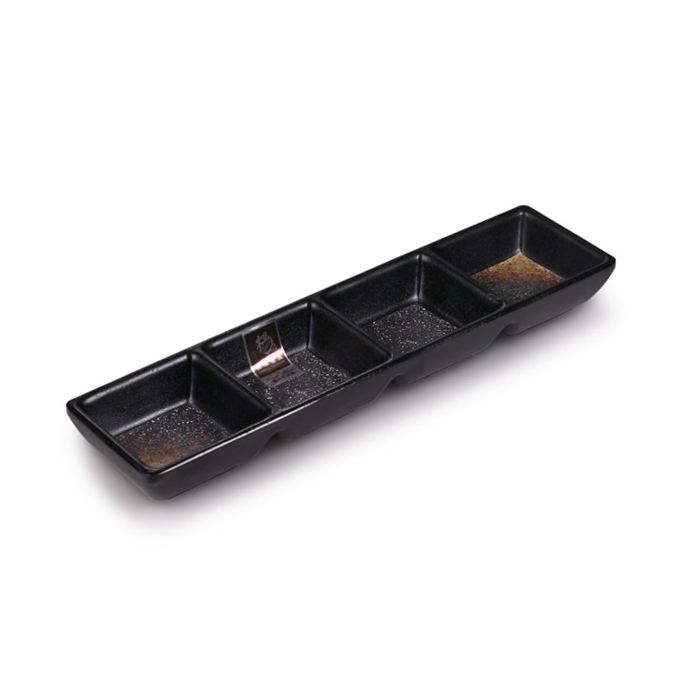 Brown with White Spot Melamine 4 Compartment Plate JW2074TT