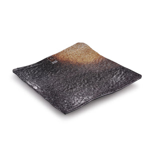 15.5 Inch Brown with White Spot Square Melamine Snack Plate M414920TT