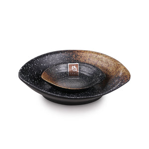 8 Inch Brown with White Spot Melamine Irregular Shell Dishes M568820TT