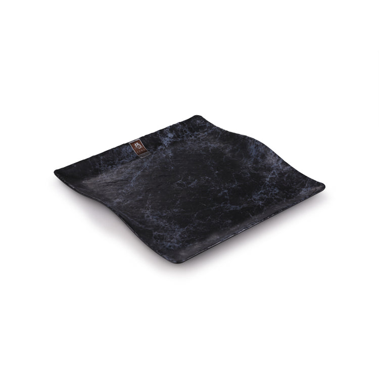 11 Inch Blue Marble Melamine Irregular Flat Plate JM16915LW
