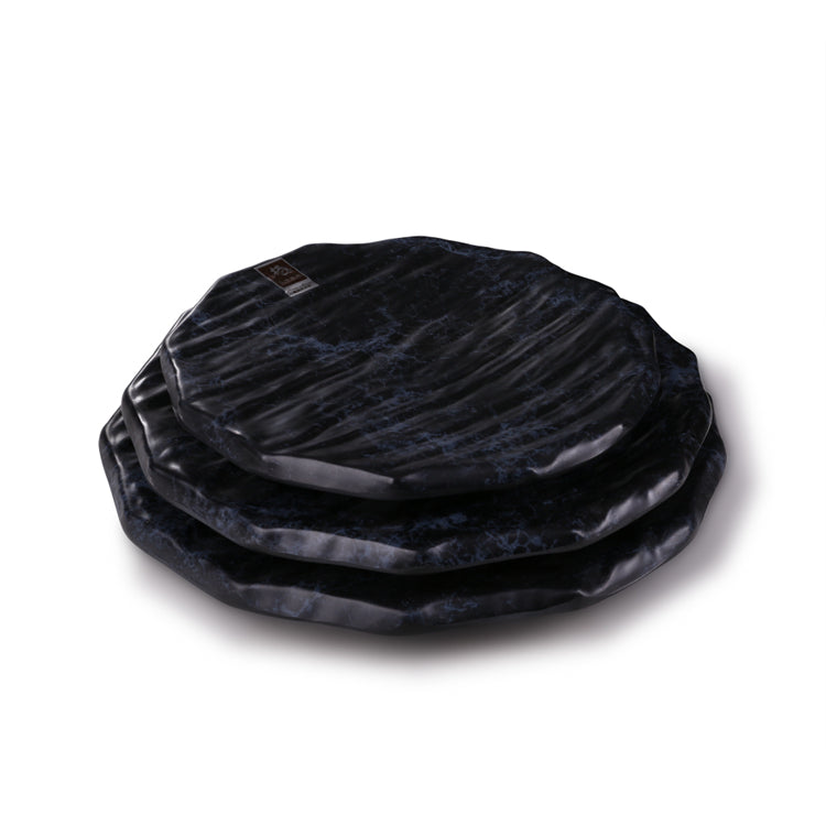 13.5 Inch Blue Marble Irregular Melamine Buffet Plates M218810LW
