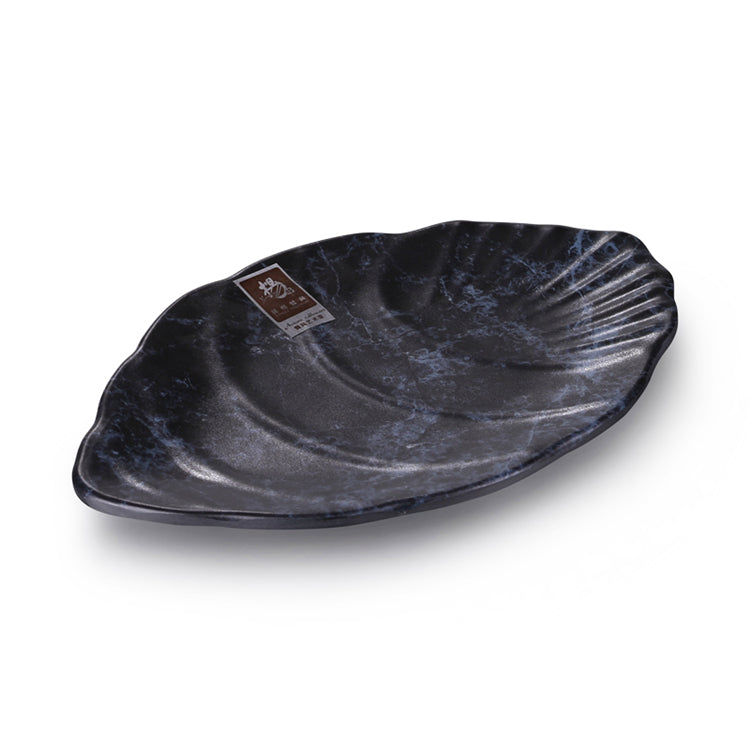 10 Inch Blue Marble Melamine Leaf Shape Plate WKP4310LW