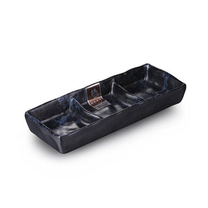 7 Inch Blue Marble Melamine 3 Compartment Plate WT638LW