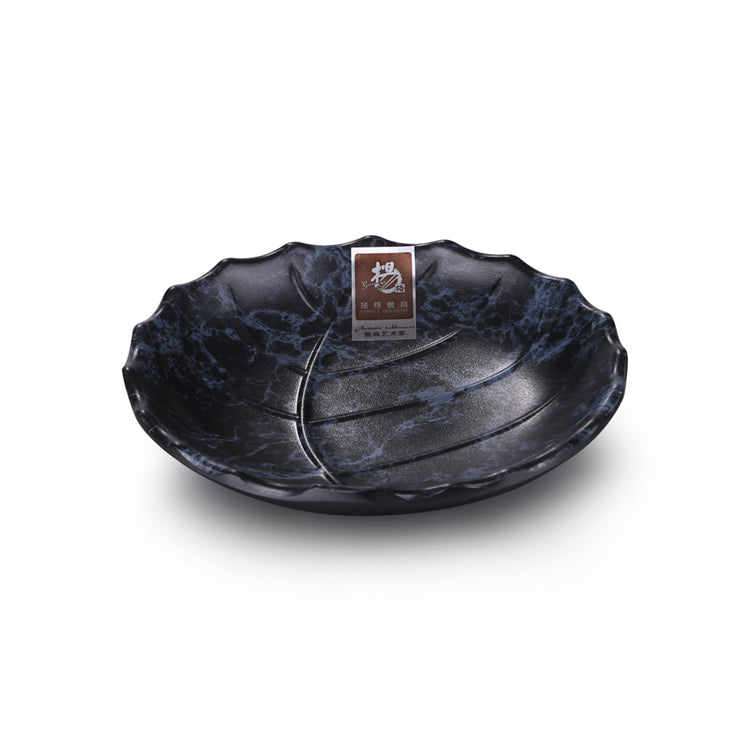 6 Inch Blue Marble Melamine Leaf Shape Plate YG140029LW