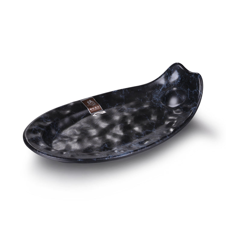 10 Inch Blue Marble Melamine Fish Shape Plate YG140058LW