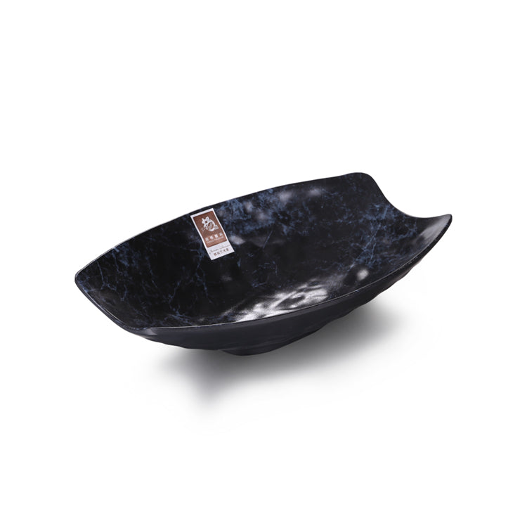 10 Inch Blue Marble Melamine Oval Deep Plate YG140059LW