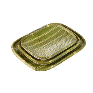 8.7 Inch Green Bamboo Rectangular Melamine Plates Set 1371308QZB