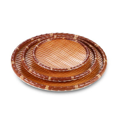 7 Inch Bamboo Round Melamine Plates Set 1380907KZB