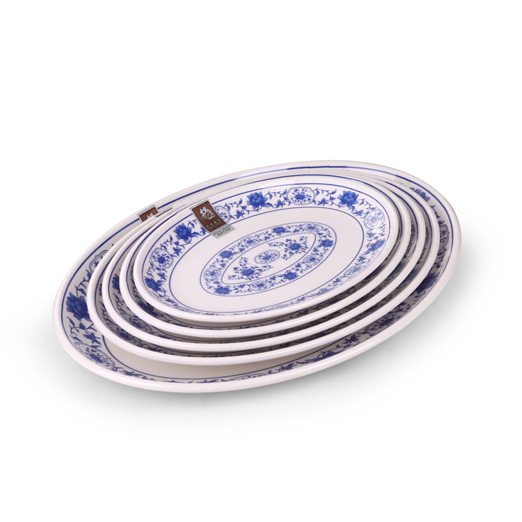 7.95 Inch Flower Design Oval Melamine Dinner Plates 63008LMD