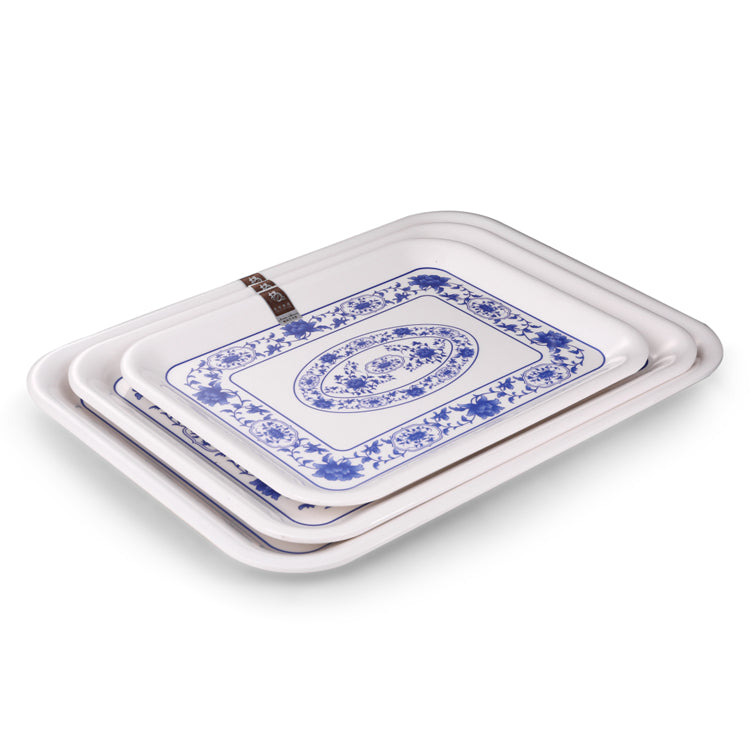 12.8 Inch Flower Design Rectangular Melamine Serving Trays 8021ALMD