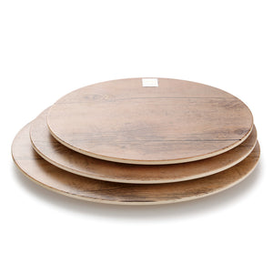 12 Inch Wooden Round Melamine Serving Tray M218200MW11ZG