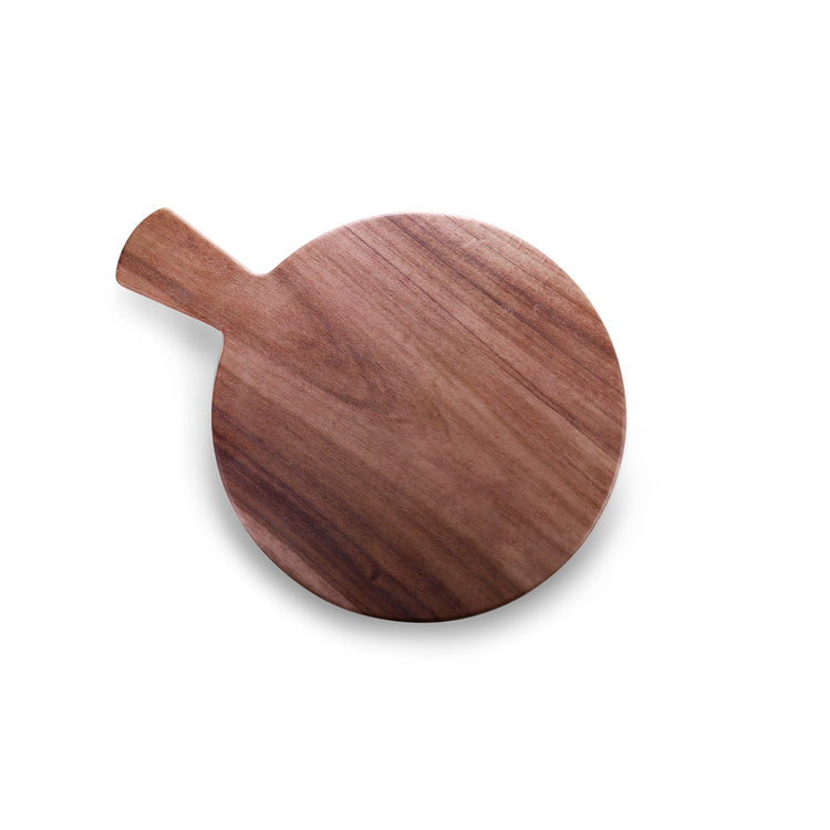 15.8 Inch Wooden Round Melamine Serving Tray with Handle M218630MW11ZG