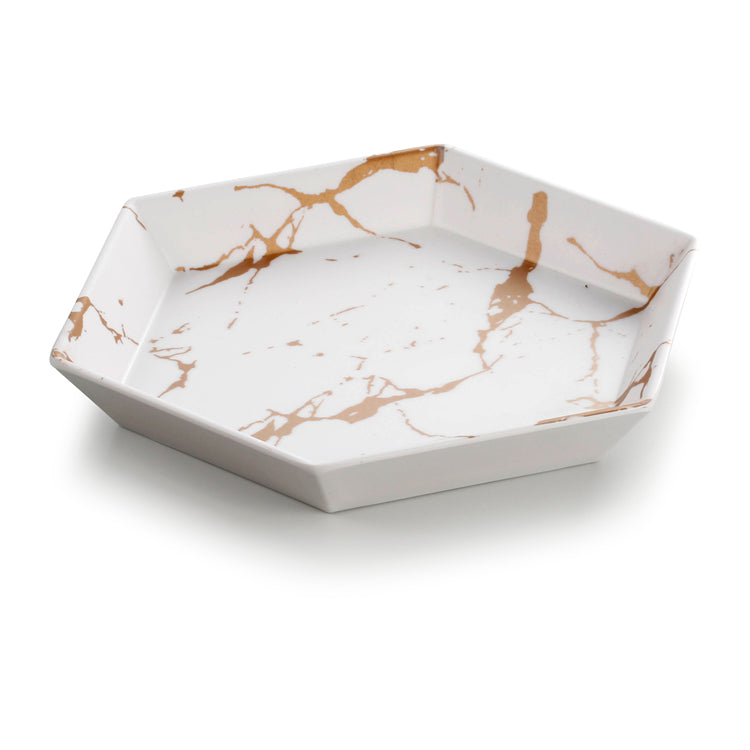 8.6 Inch Marble White Restaurant Melamine Food Plate 20002BJ