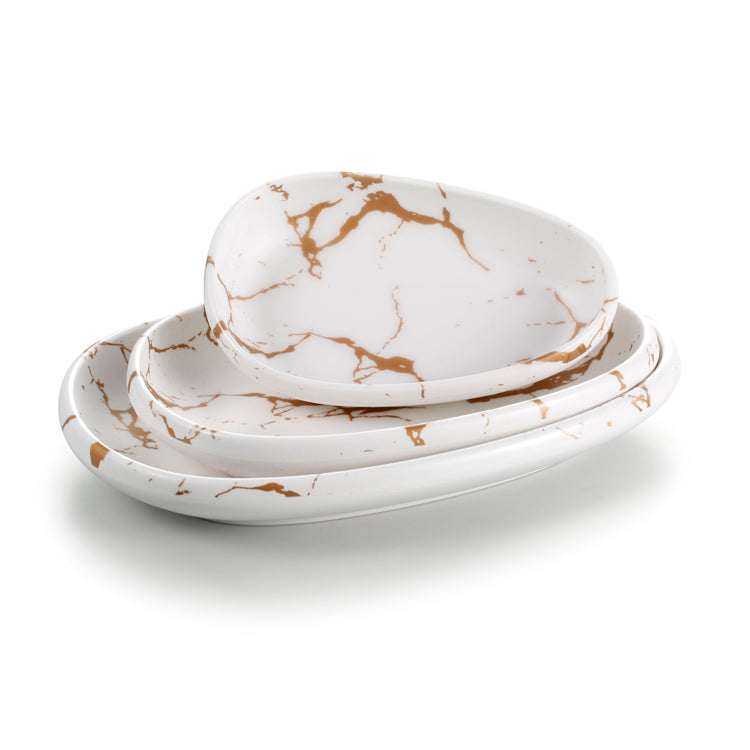 8 Inch Marble White Egg Shape Melamine Dinner Bowls 27001BJ