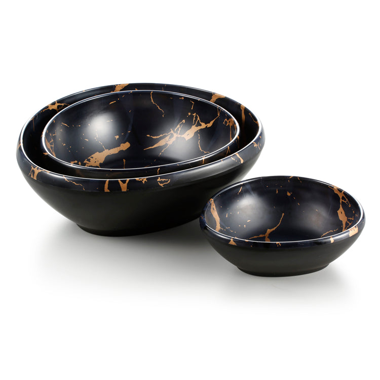 6.5 Inch Flower Design Black Melamine Rice Bowls 27004HJ