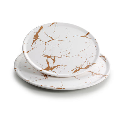8.2 Inch Marble White Round Melamine Restaurant Plate 27016BJ