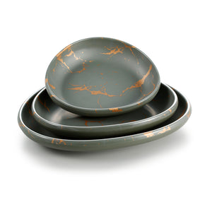 8.5 Inch Flower Design Green Melamine Triangle Plates 27018QJ