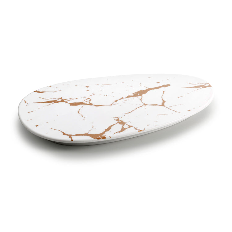 10.2 Inch Marble White Oval Melamine Restaurant Tray 27021BJ