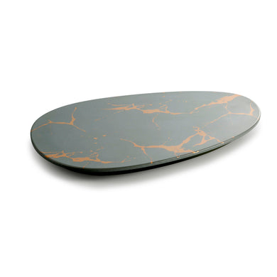 10.2 Inch Flower Design Green Melamine Oval Tray 27021QJ