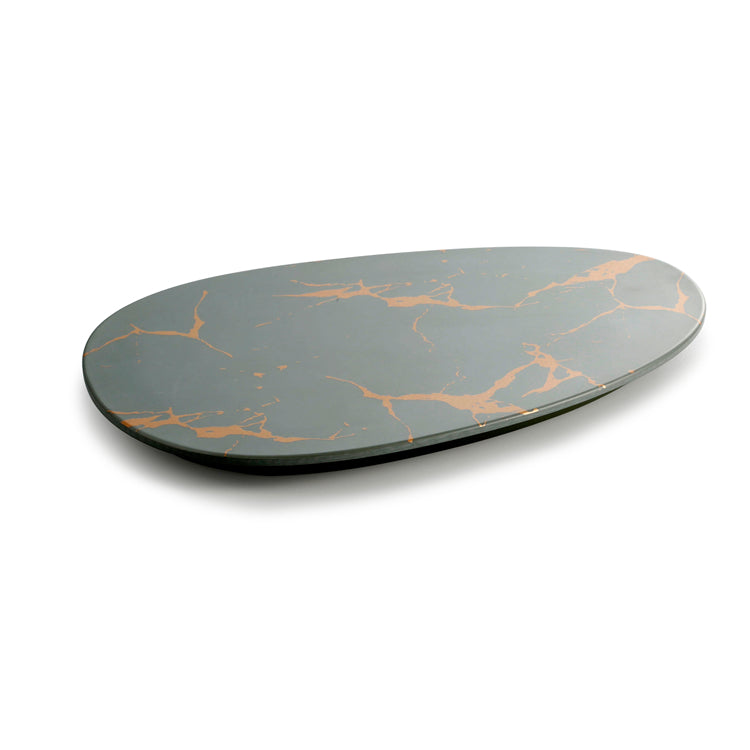 10.2 Inch Flower Design Green Melamine Oval Tray 27021QJ