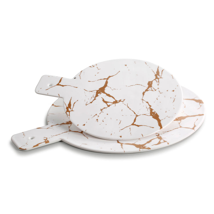 14.8 Inch Marble White Melamine Round Pan Plate M218250BJ