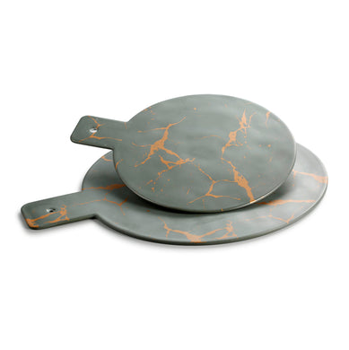 14.8 Inch Flower Design Melamine Round Tray With Handle M218250QJ
