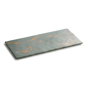 13 Inch Flower Design Green Melamine Rectangular Tray M477730QJ