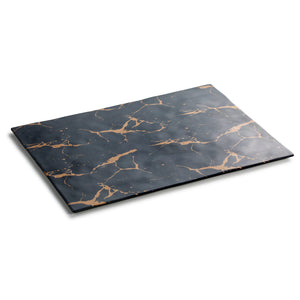 13.6 Inch Flower Design Black Melamine Rectangular Tray M477731HJ