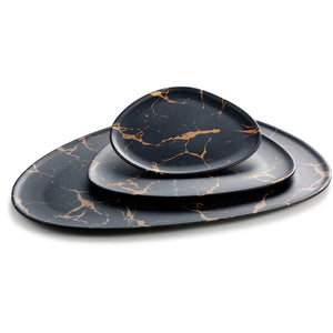 17.5 Inch Flower Design Black Melamine Triangle Plates M618260HJ