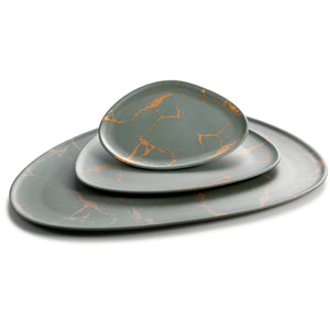 17.5 Inch Flower Design Green Melamine Triangle Plates M618260QJ