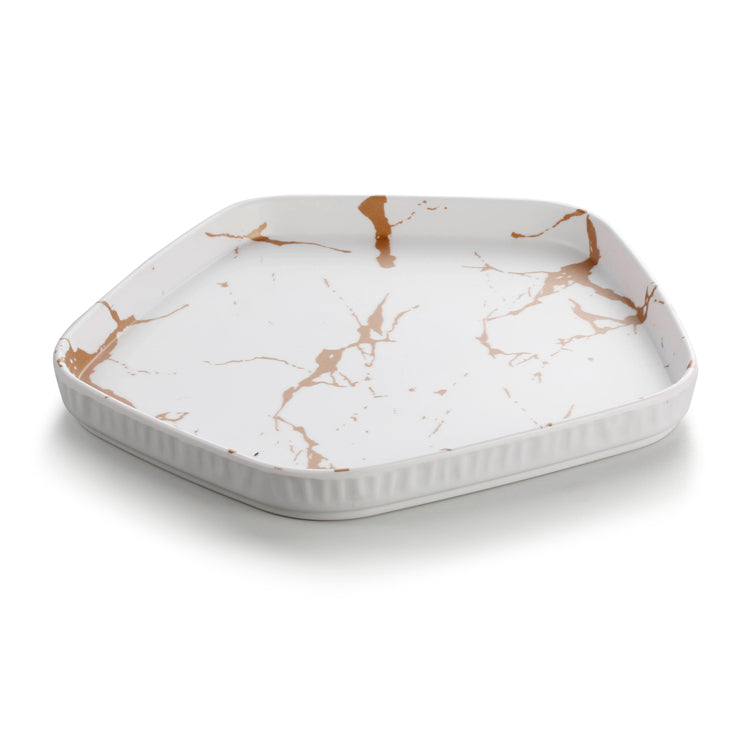 9.3 Inch Marble White Pentagon Melamine Dinner Plate ZT025BJ