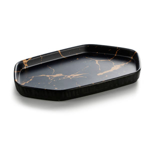 10 Inch Flower Design Black Melamine Hexagon Plates ZT036HJ