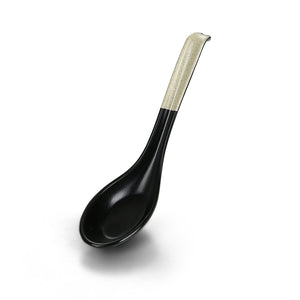 Black and White Curved Melamine Soup Spoon 044MSBBH