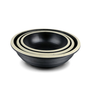 9 Inch Black with White Rim Melamine Korean Style Dishes DAA190105BBH