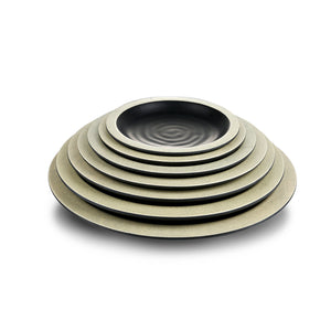 6.2 Inch Black with White Rim Melamine Round Plates DAA200060BBH
