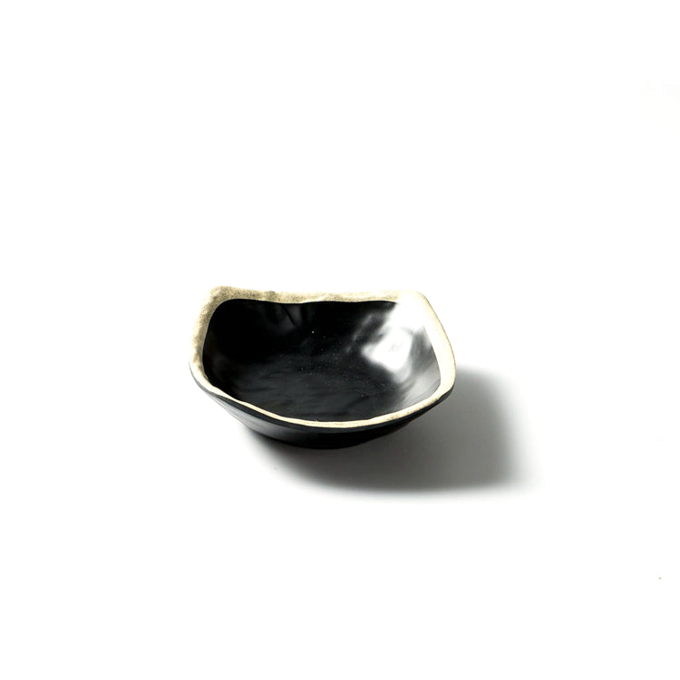 3.5 Inch Black with White Rim Melamine Square Sauce Dish DAA450045BBH
