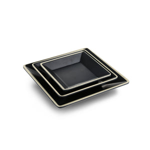 4.7 Inch Black with White Rim Melamine Square Plates DAA520045BBH