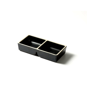 5.9 Inch Black and White Melamine divided Sauce Dish DAA700065BBH