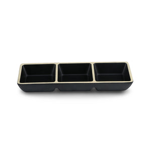 8.5 Inch black Melamine 3 Compartment Sauce Dish DAA700085BBH