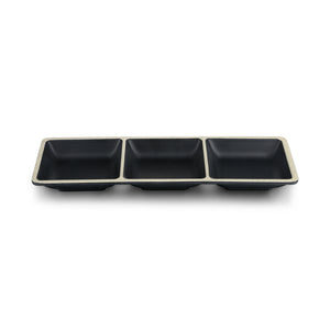 11.7 Inch Black Melamine 3 Compartment Sauce Dish DAA710115BBH