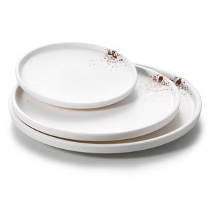 7.9 Inch White with Brown Spot Melamine Round Plates 25010BYD