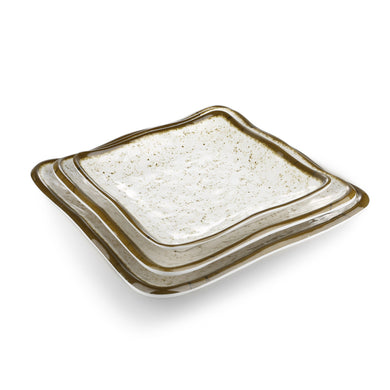 7.5 Inch Green Rim Melamine Irregular Plates A46YLC