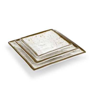 4.8 Inch Green Rim Melamine Irregular Plates F4104YLC