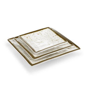 4.8 Inch Green Rim Melamine Irregular Plates F4104YLC
